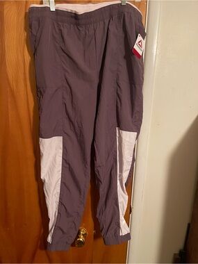 Womans Two-Tone Purple and White Track Pants